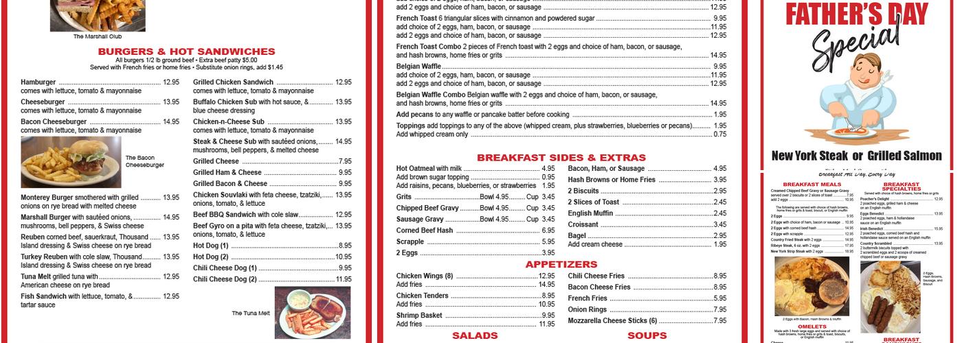 Marshall Diner Menu