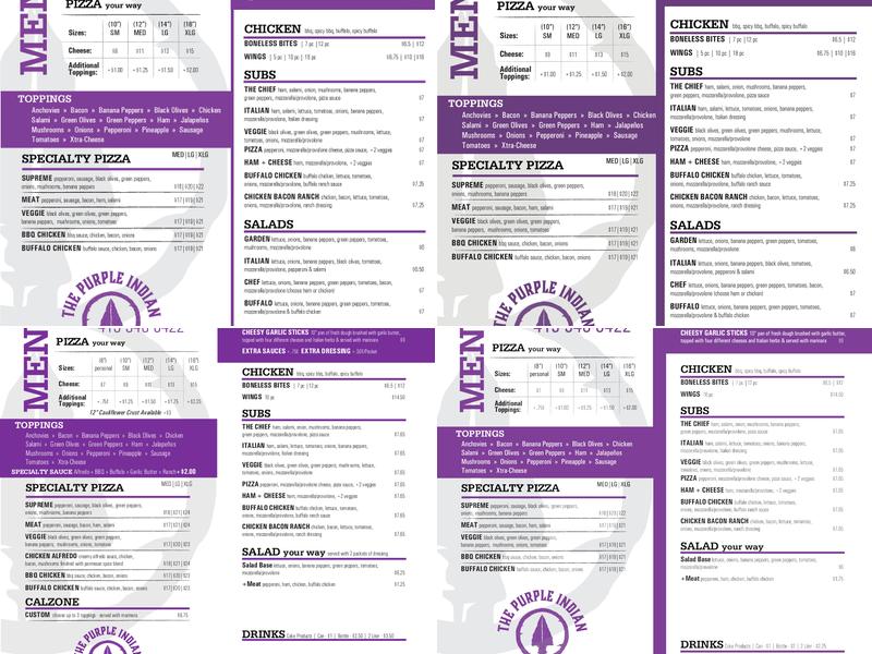 The Purple Indian Menu