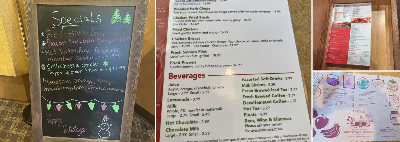 Family Pancake House Redmond Menu