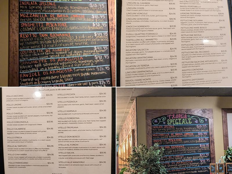 Tropea Ristorante Italiano Menu