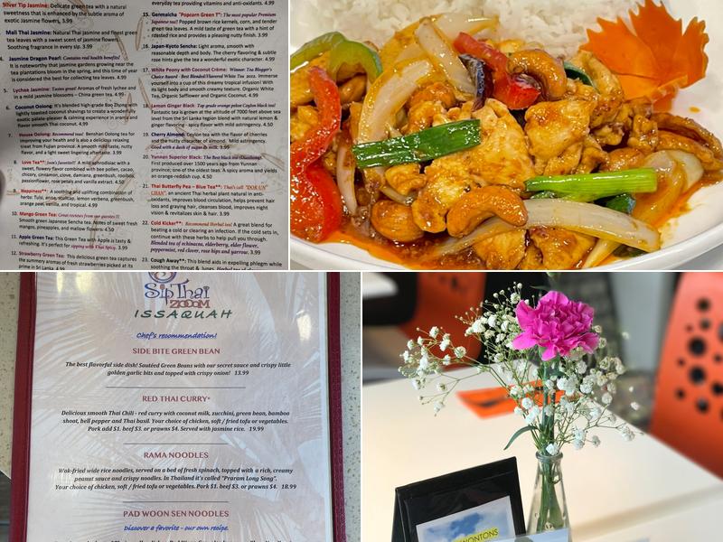 Sip Thai Zooom. Issaquah Menu