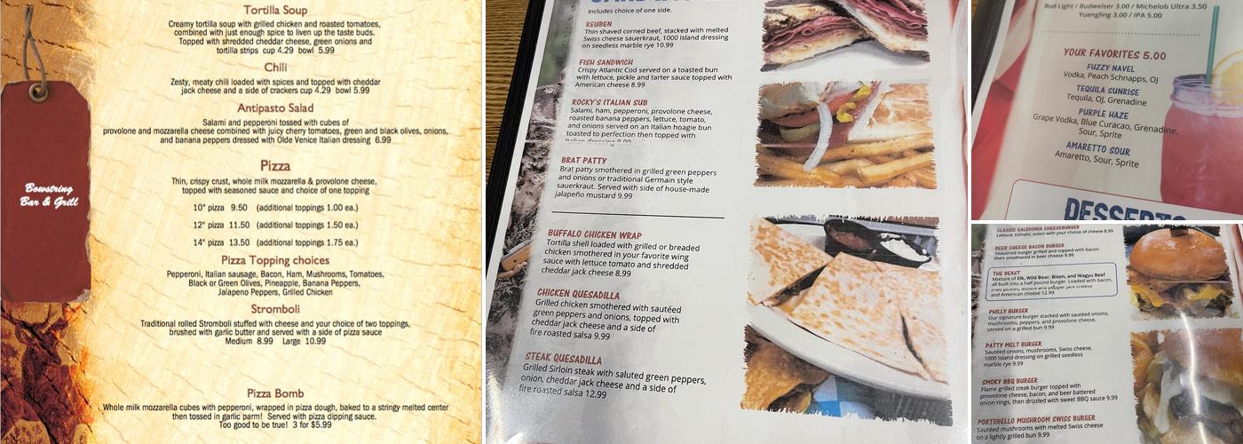 Bowstring Bar & Grill Menu