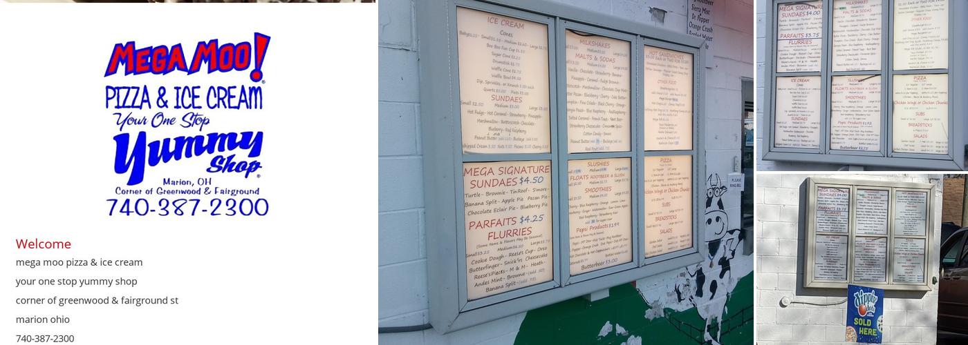 Mega Moo Pizza & Ice Cream Menu