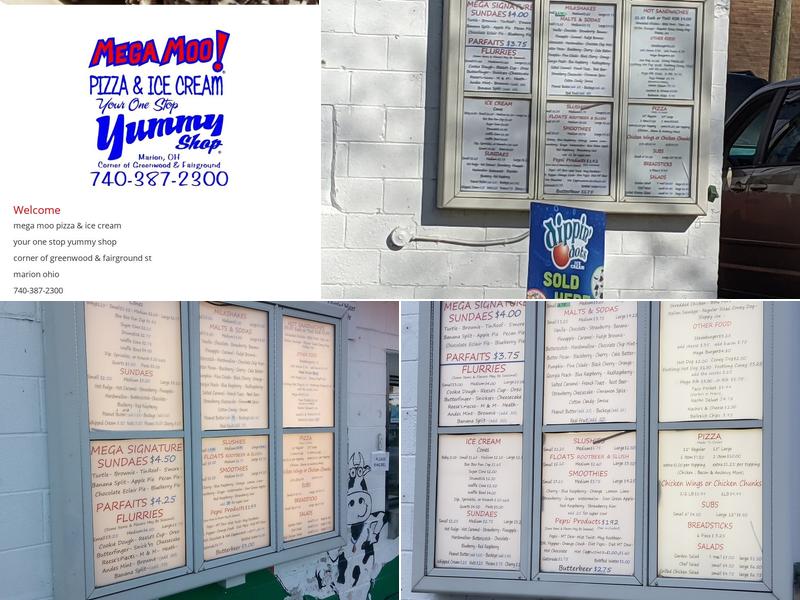 Mega Moo Pizza & Ice Cream Menu