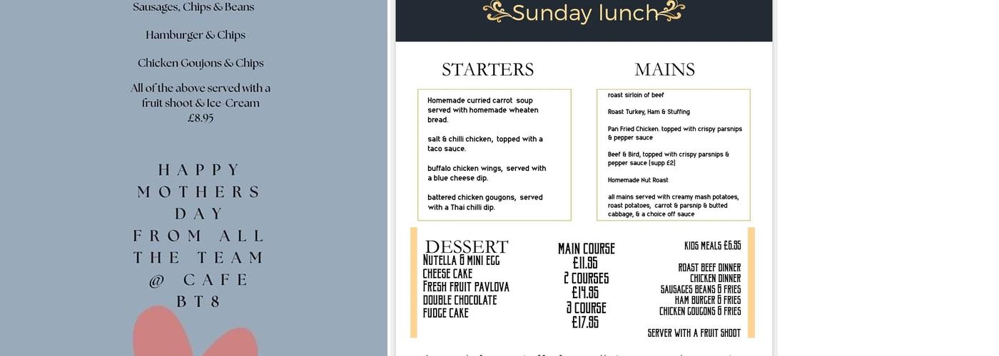 Cafe BT8 Menu