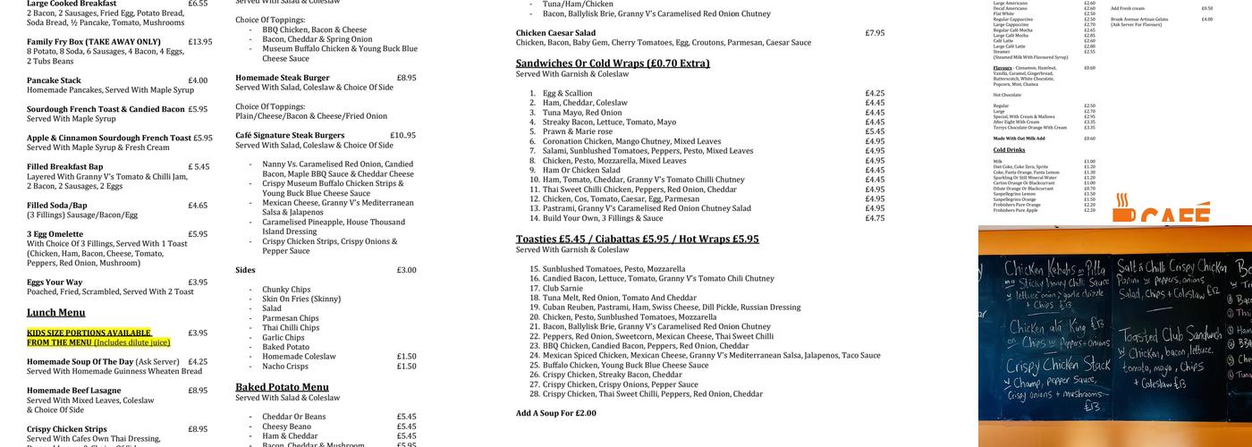 Cafe at the museum Menu