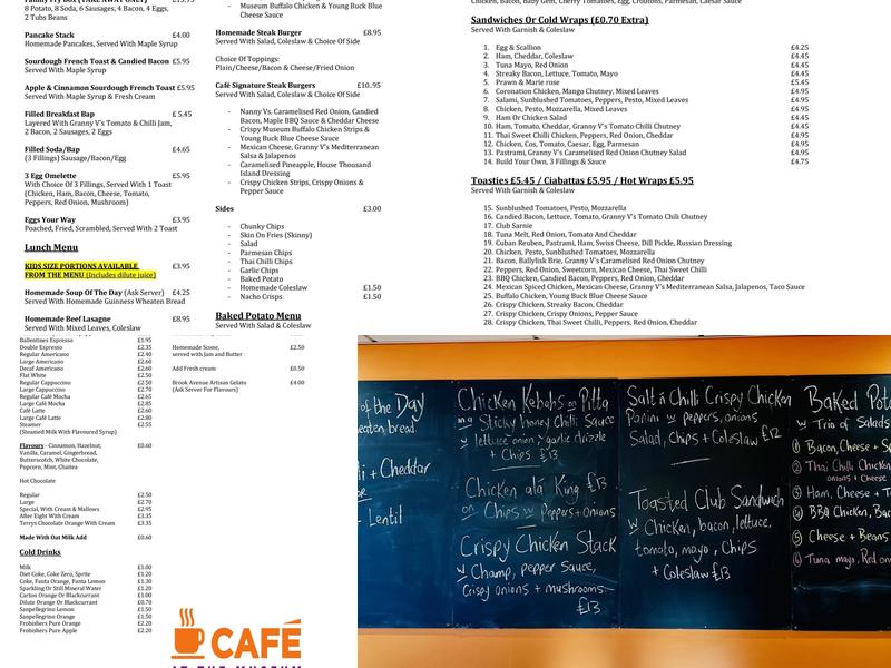 Cafe at the museum Menu