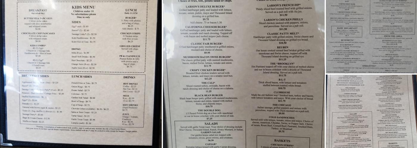 Larson's Restaurant & Lounge Menu