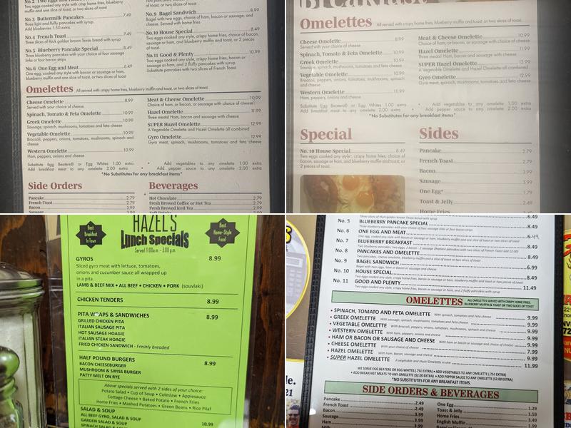 Hazel's Restaurant Menu