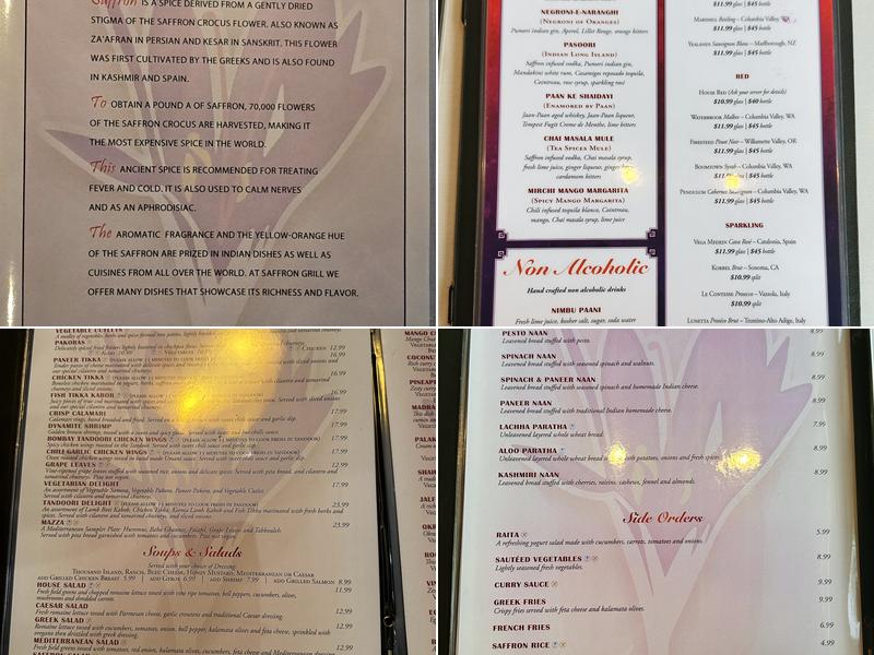 Saffron Grill Menu