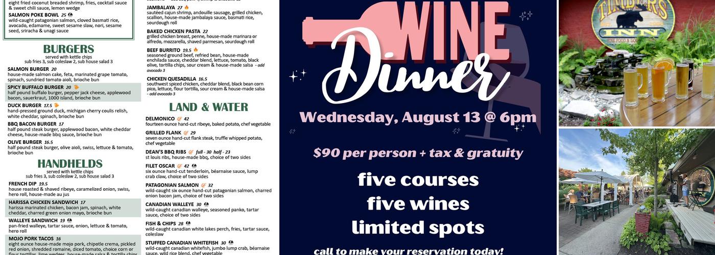 Timbers Inn Restaurant & Tavern Menu