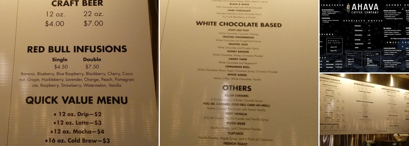 Ahava Coffee Co - Van Giesen Menu