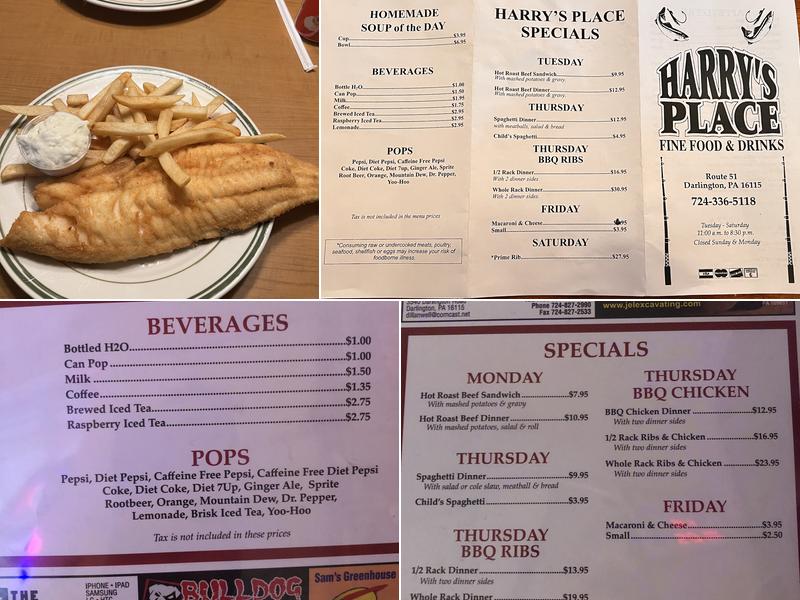 Harry's Place Menu
