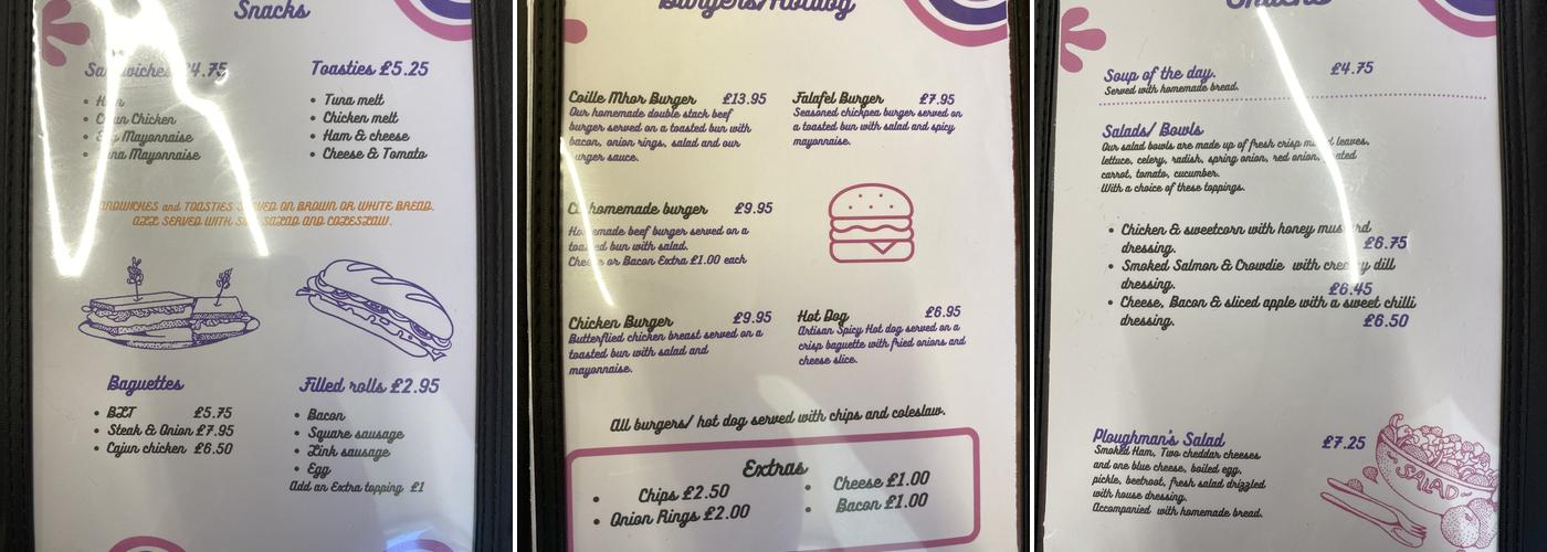 Cosy corner cafe Menu