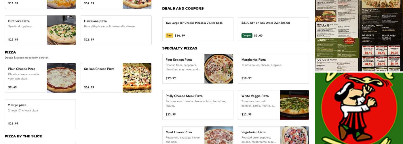 Brother's Pizza Chambersburg Menu