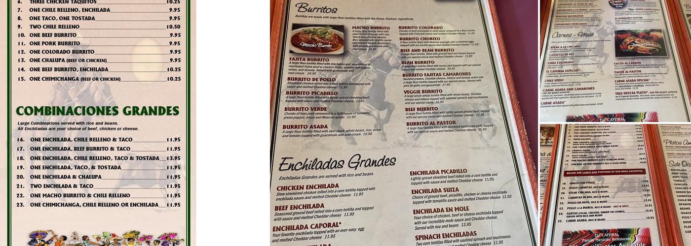 El Caporal Menu
