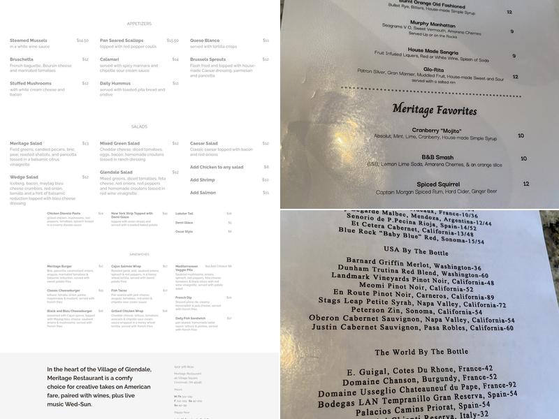 Meritage Menu