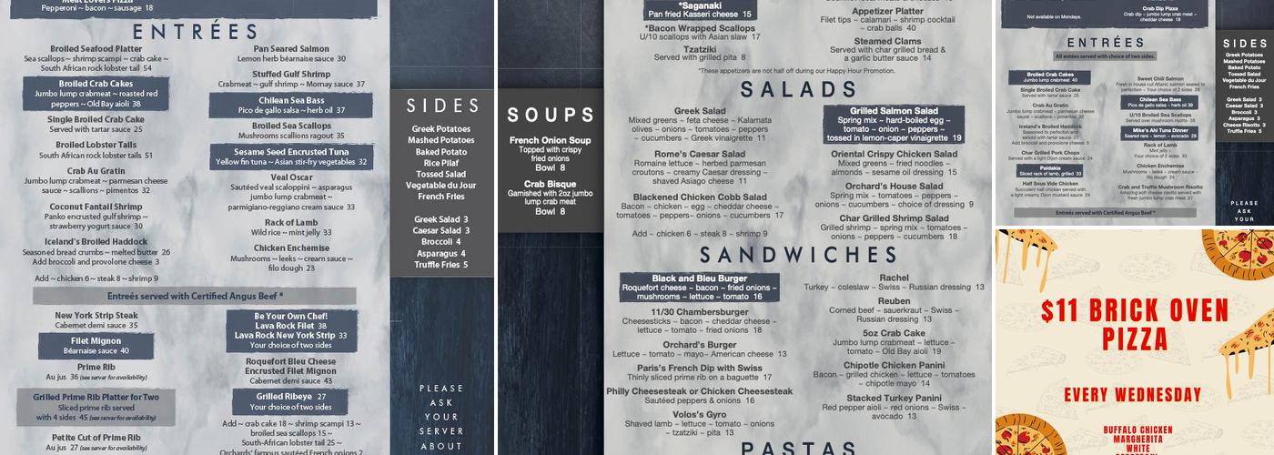 The Orchards Restaurant Menu