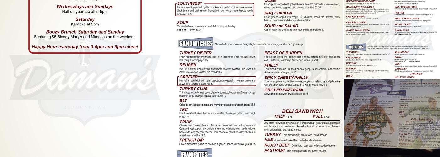 Daman's Bar and Grill Menu