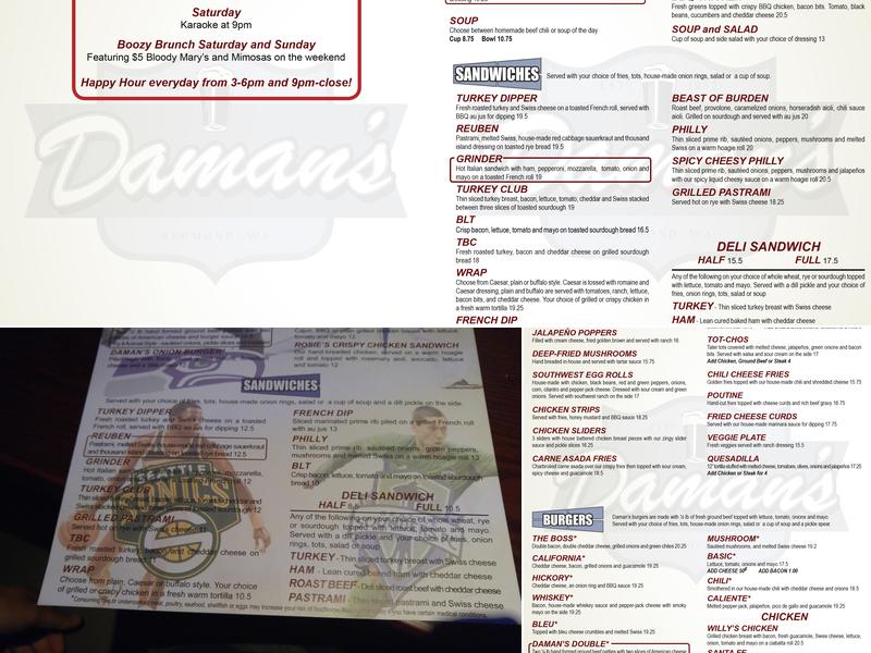 Daman's Bar and Grill Menu
