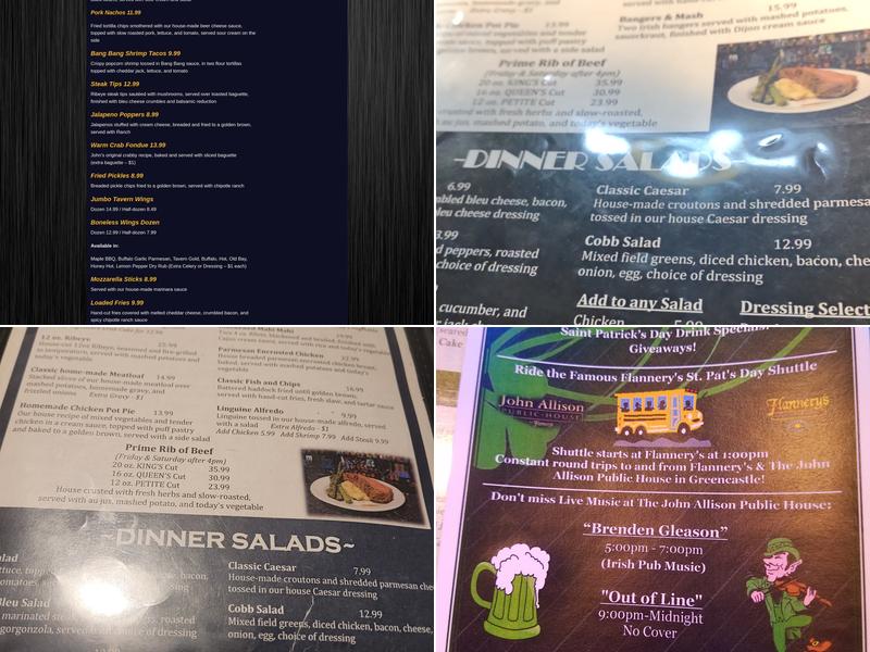 John Allison Public House Menu