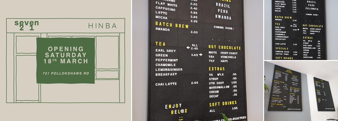 Hinba Coffee Shop Menu