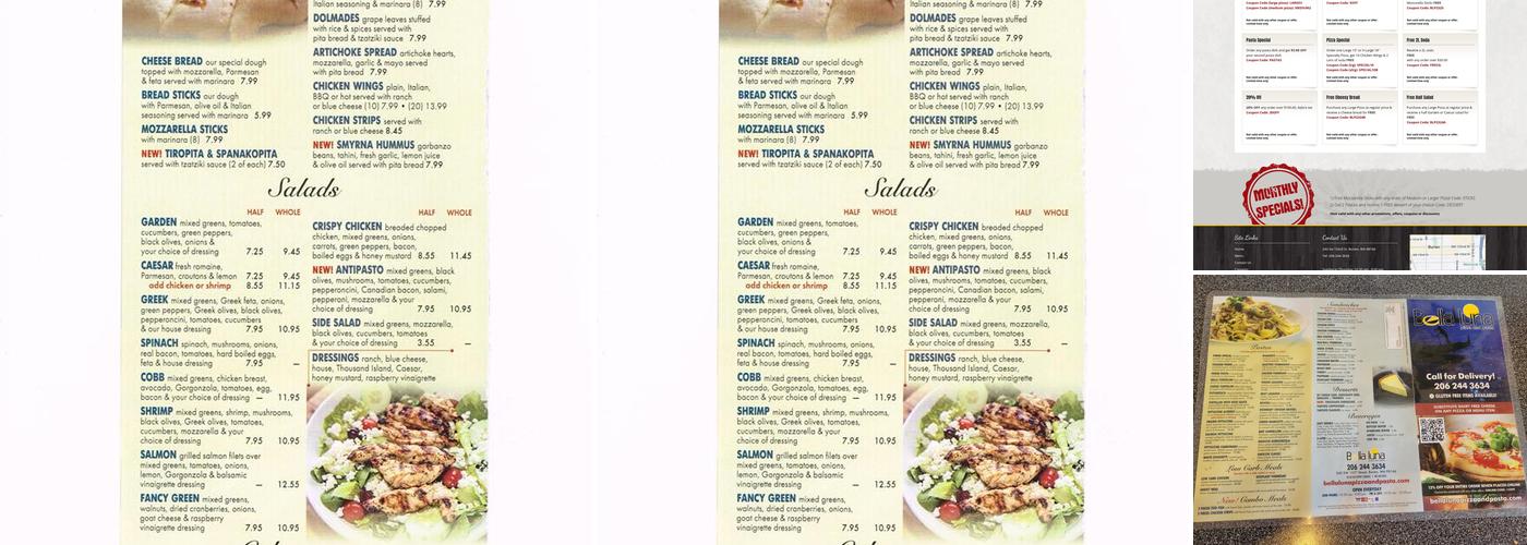 Bella Luna Pizza and Pasta Menu