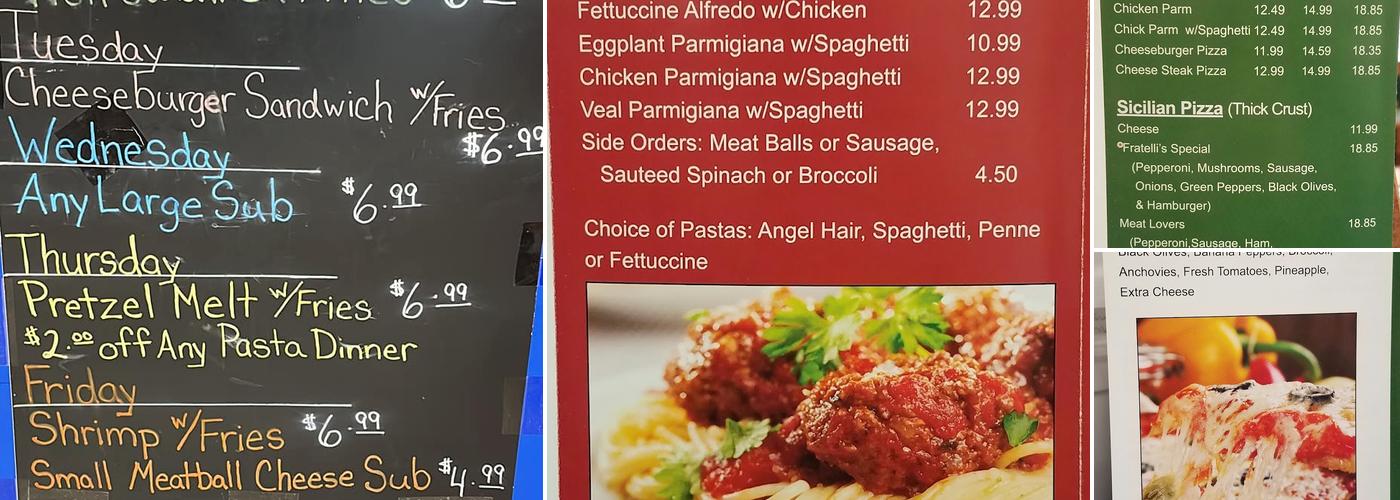 Fratelli's NY Pizza Menu