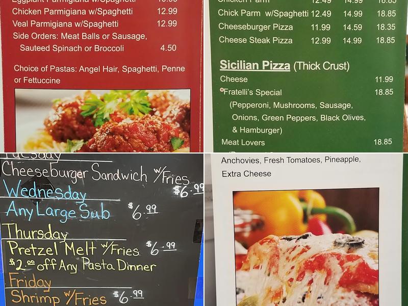 Fratelli's NY Pizza Menu