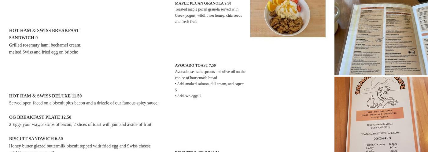Salmon Creek Cafe Menu