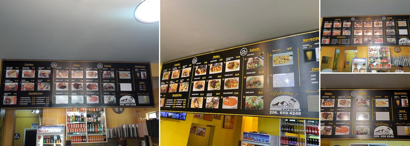 Sahara Cafe Somali Cuisine Menu