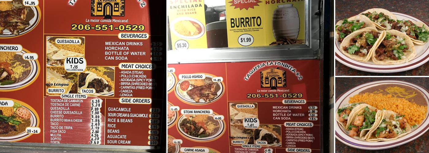 Taqueria la Fondita #2 Menu
