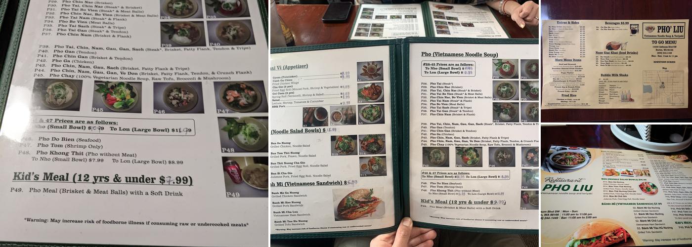 Pho Liu Menu
