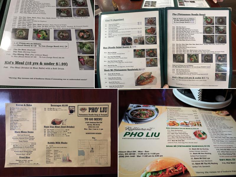 Pho Liu Menu