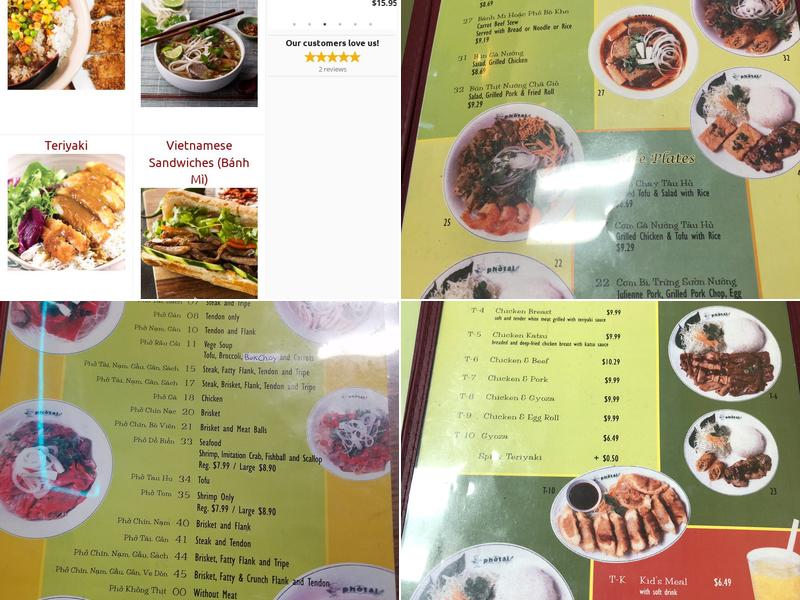 Pho Tai Vietnamese Restaurant Menu