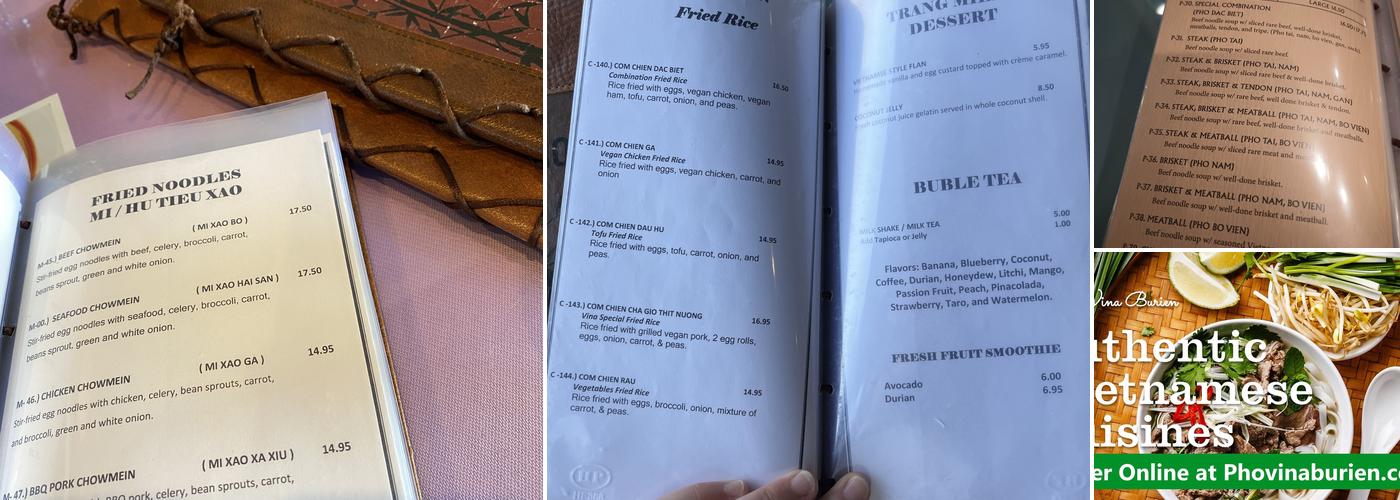 Pho Vina Restaurant Menu