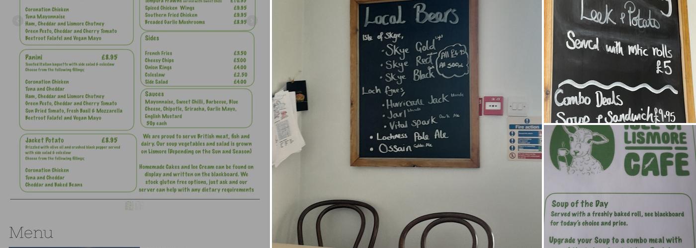 Isle of Lismore Cafe Menu