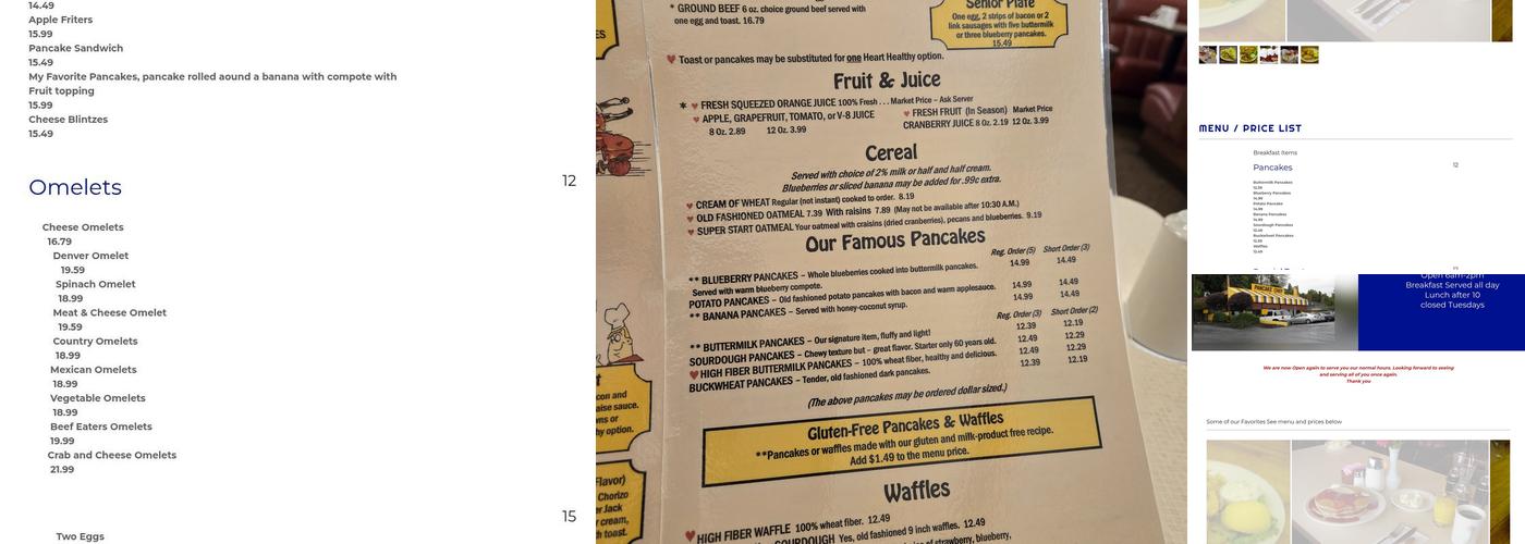 The Pancake Chef Menu