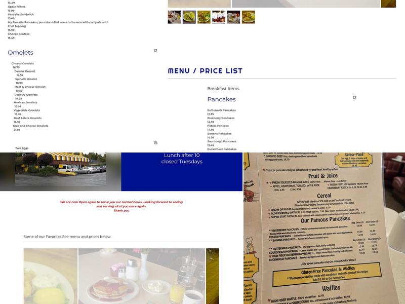 The Pancake Chef Menu