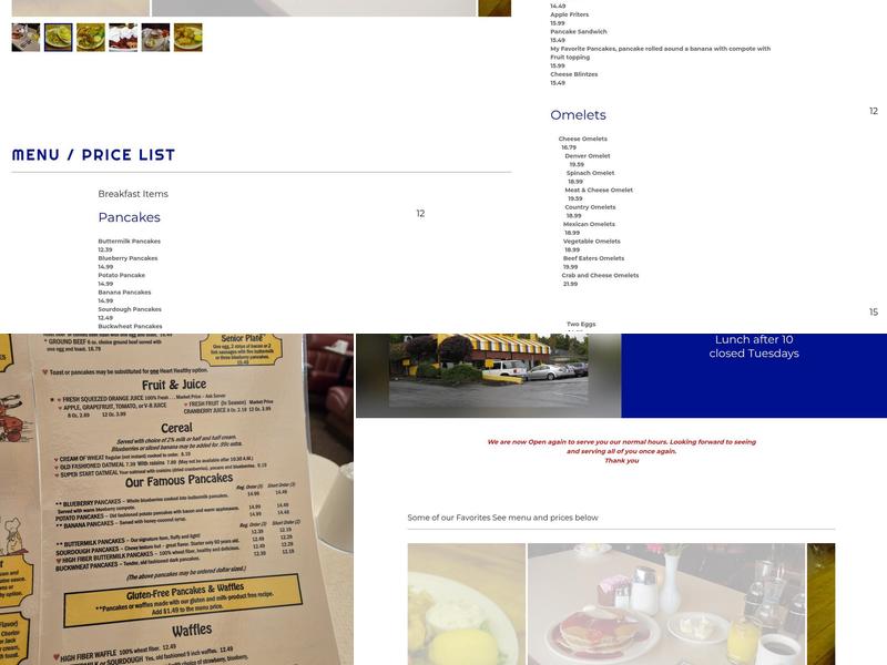 The Pancake Chef Menu