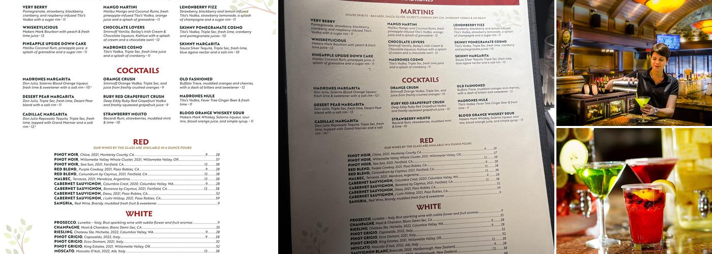 Madrones Menu