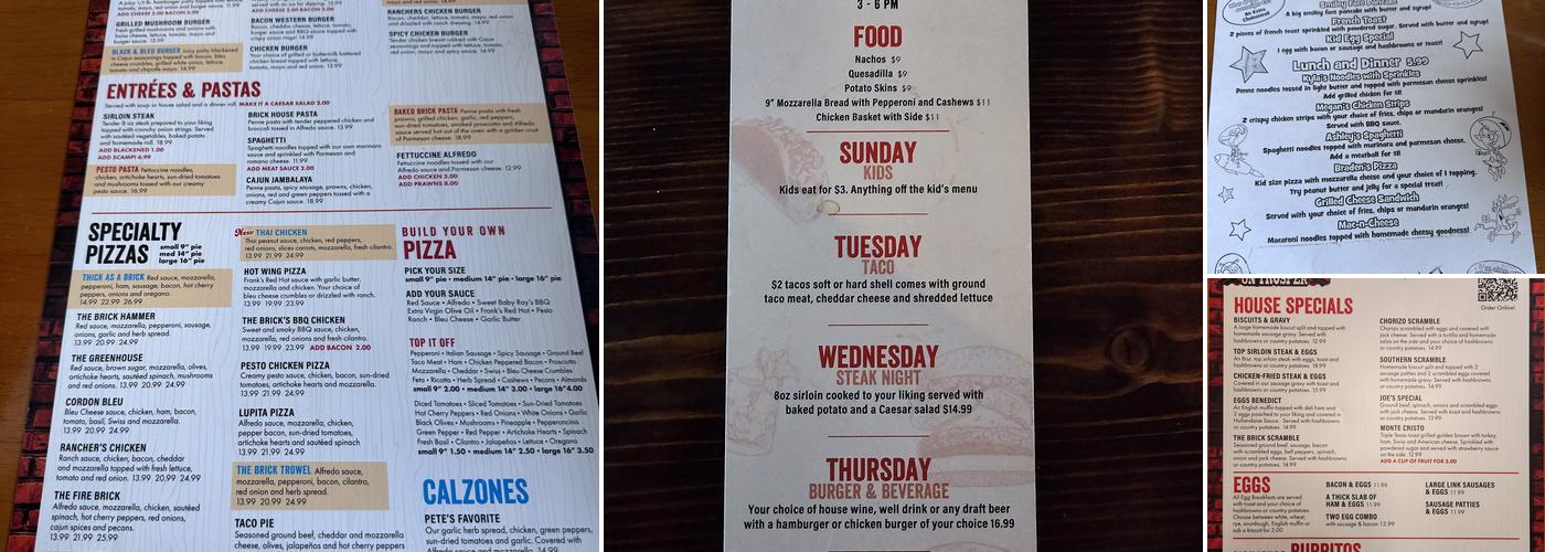 The Brick on Trosper Menu