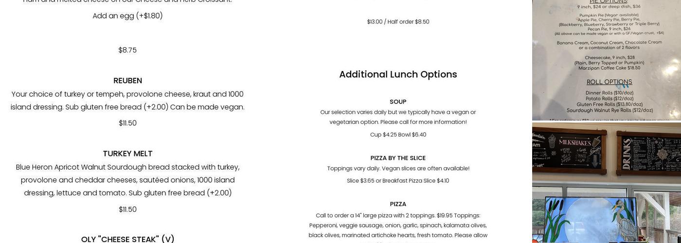 Blue Heron Bakery Menu