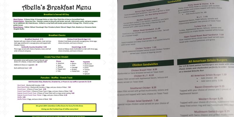 Abellas Menu