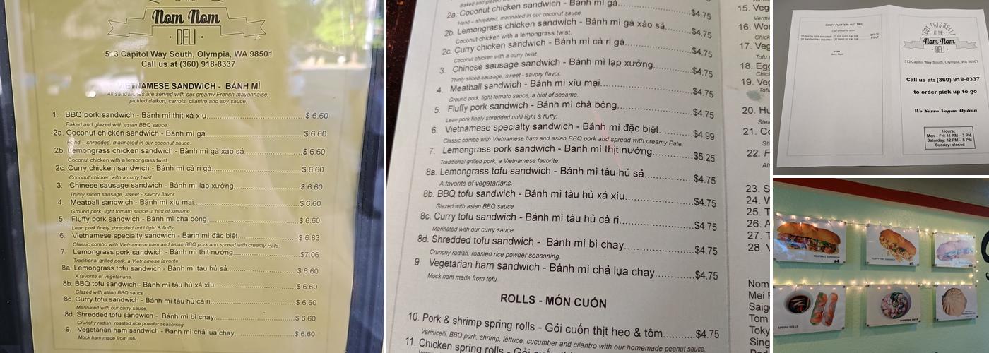 Nom Nom Deli Menu