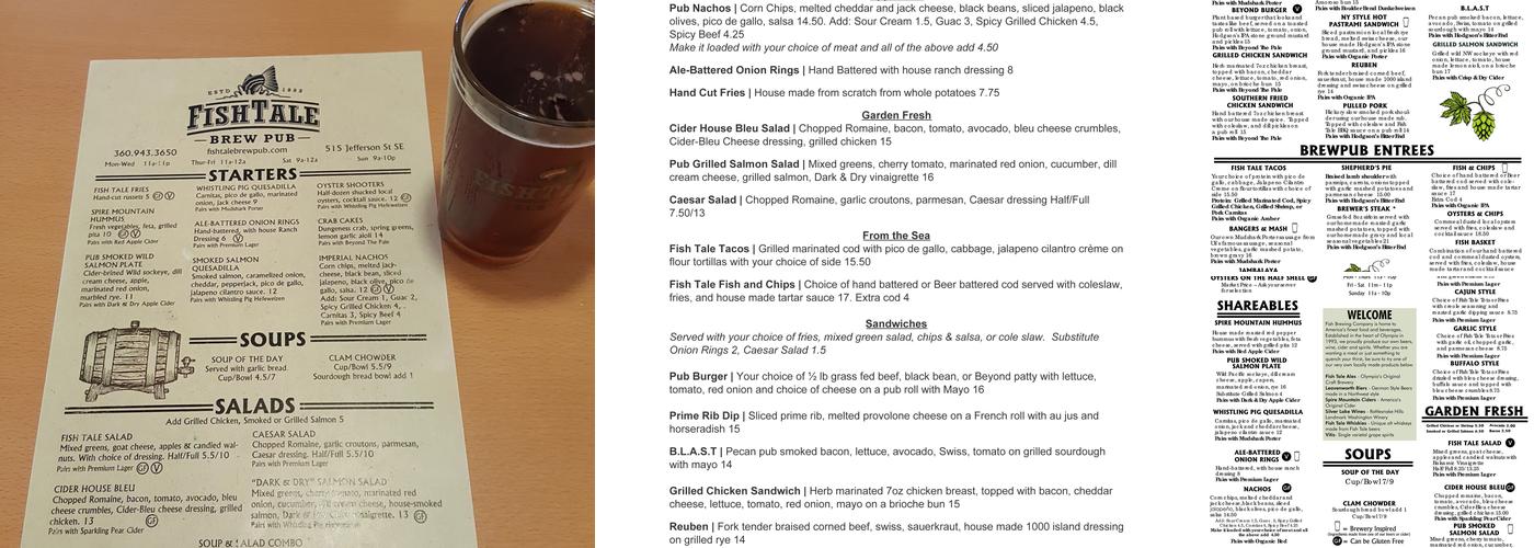 Fish Tale Brew Pub Menu