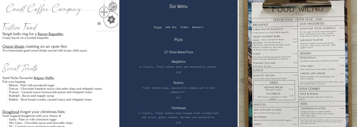 Coast Coffee Company Menu