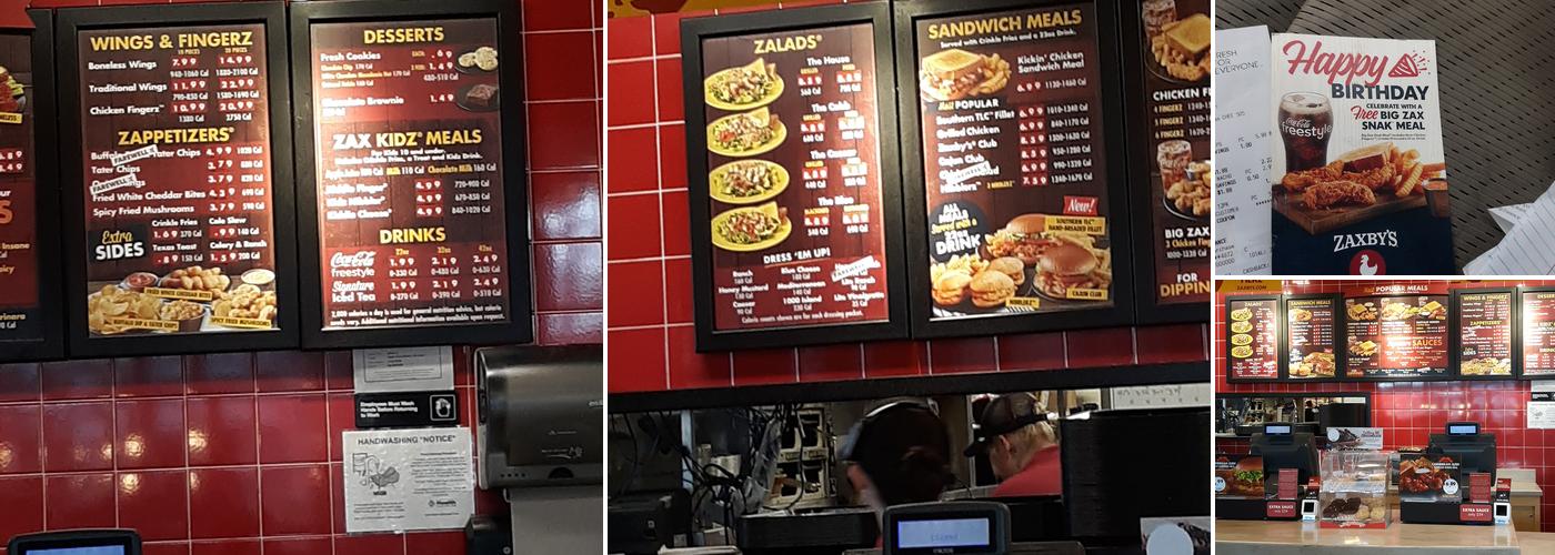 Zaxby's Chicken Fingers & Buffalo Wings Menu