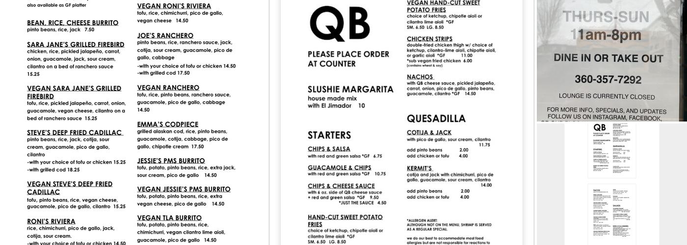 Quality Burrito Menu