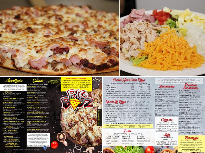 Big Boyz Pizza Menu